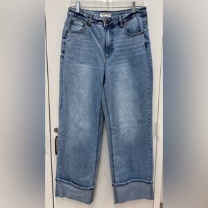 Oat New York High Rise Wide Leg Cuffed Jeans Size 8/29
